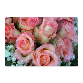 Магнитный плакат 3Х2 с принтом Розы в Белгороде, Полимерный материал с магнитным слоем | 6 деталей размером 9*9 см | Тематика изображения на принте: букет | вода | капли | лепестки | природа | растения | розовые | розы | роса | цветок | цветы