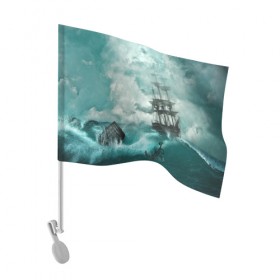 Флаг для автомобиля с принтом Море в Белгороде, 100% полиэстер | Размер: 30*21 см | бочка | вода | волны | корабль | море | небо | новые | облака | океан | природа | шторм | якорь