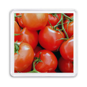 Магнит 55*55 с принтом Томаты в Белгороде, Пластик | Размер: 65*65 мм; Размер печати: 55*55 мм | Тематика изображения на принте: дача | еда | зелень | красный | овощи | огород | помидоры | томаты