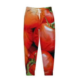 Мужские брюки 3D с принтом Томаты в Белгороде, 100% полиэстер | манжеты по низу, эластичный пояс регулируется шнурком, по бокам два кармана без застежек, внутренняя часть кармана из мелкой сетки | дача | еда | зелень | красный | овощи | огород | помидоры | томаты