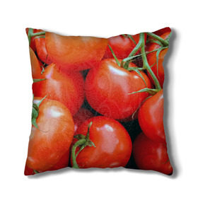Подушка 3D с принтом Томаты в Белгороде, наволочка – 100% полиэстер, наполнитель – холлофайбер (легкий наполнитель, не вызывает аллергию). | состоит из подушки и наволочки. Наволочка на молнии, легко снимается для стирки | дача | еда | зелень | красный | овощи | огород | помидоры | томаты