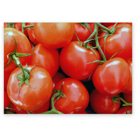 Поздравительная открытка с принтом Томаты в Белгороде, 100% бумага | плотность бумаги 280 г/м2, матовая, на обратной стороне линовка и место для марки
 | дача | еда | зелень | красный | овощи | огород | помидоры | томаты