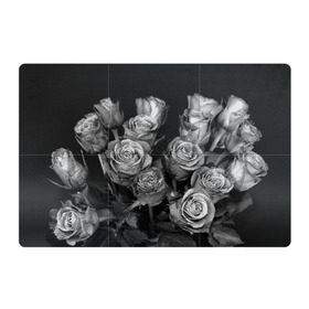 Магнитный плакат 3Х2 с принтом Черно-белые розы в Белгороде, Полимерный материал с магнитным слоем | 6 деталей размером 9*9 см | Тематика изображения на принте: букет | цветы