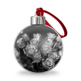 Ёлочный шар с принтом Черно-белые розы в Белгороде, Пластик | Диаметр: 77 мм | букет | цветы