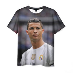 Мужская футболка 3D с принтом Cristiano Ronaldo в Белгороде, 100% полиэфир | прямой крой, круглый вырез горловины, длина до линии бедер | Тематика изображения на принте: криштиану роналду | реал мадрид
