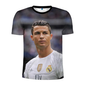 Мужская футболка 3D спортивная с принтом Cristiano Ronaldo в Белгороде, 100% полиэстер с улучшенными характеристиками | приталенный силуэт, круглая горловина, широкие плечи, сужается к линии бедра | криштиану роналду | реал мадрид