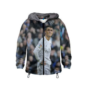 Детская ветровка 3D с принтом Cristiano Ronaldo в Белгороде, 100% полиэстер | подол и капюшон оформлены резинкой с фиксаторами, по бокам два кармана без застежек, один потайной карман на груди | криштиану роналду | реал мадрид