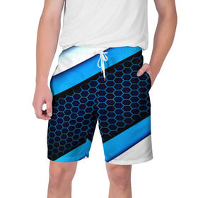 Мужские шорты 3D с принтом CS GO в Белгороде,  полиэстер 100% | прямой крой, два кармана без застежек по бокам. Мягкая трикотажная резинка на поясе, внутри которой широкие завязки. Длина чуть выше колен | геометрия | синий