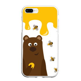 Чехол для iPhone 7Plus/8 Plus матовый с принтом Медведь в мёде в Белгороде, Силикон | Область печати: задняя сторона чехла, без боковых панелей | мёд | медведь | миша | пчелы