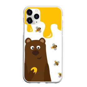Чехол для iPhone 11 Pro матовый с принтом Медведь в мёде в Белгороде, Силикон |  | мёд | медведь | миша | пчелы