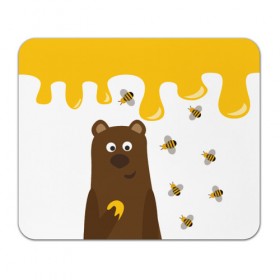 Коврик прямоугольный с принтом Медведь в мёде в Белгороде, натуральный каучук | размер 230 х 185 мм; запечатка лицевой стороны | мёд | медведь | миша | пчелы