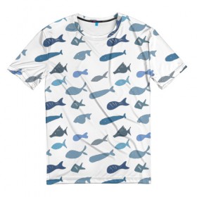 Мужская футболка 3D с принтом Fishes в Белгороде, 100% полиэфир | прямой крой, круглый вырез горловины, длина до линии бедер | fishes | море | рыбы