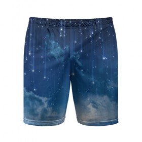 Мужские шорты 3D спортивные с принтом Ночное небо и звёзда в Белгороде,  |  | звёзды | небо | ночной | облака | синий