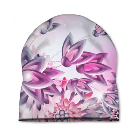 Шапка 3D с принтом Розовые цветы в Белгороде, 100% полиэстер | универсальный размер, печать по всей поверхности изделия | лепестки | прикольные картинки | розовый | цветочки | цветы