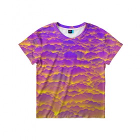 Детская футболка 3D с принтом Фиолетовые облака в Белгороде, 100% гипоаллергенный полиэфир | прямой крой, круглый вырез горловины, длина до линии бедер, чуть спущенное плечо, ткань немного тянется | закат | небо | облака | солнце | тучи
