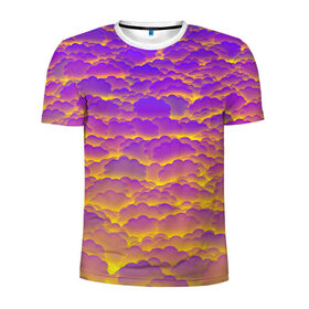 Мужская футболка 3D спортивная с принтом Фиолетовые облака в Белгороде, 100% полиэстер с улучшенными характеристиками | приталенный силуэт, круглая горловина, широкие плечи, сужается к линии бедра | закат | небо | облака | солнце | тучи