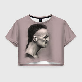 Женская футболка 3D укороченная с принтом Die Antwoord 5 в Белгороде, 100% полиэстер | круглая горловина, длина футболки до линии талии, рукава с отворотами | 