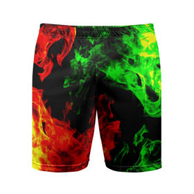 Мужские шорты 3D спортивные с принтом Огненная битва в Белгороде,  |  | дым | зеленый | красный | огонь