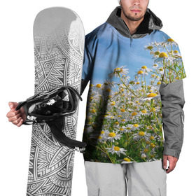 Накидка на куртку 3D с принтом Ромашковый рай в Белгороде, 100% полиэстер |  | лепестки | небо | прикольные картинки | ромашки | солнце | цветочки | цветы