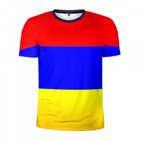 Мужская футболка 3D спортивная с принтом Армения в Белгороде, 100% полиэстер с улучшенными характеристиками | приталенный силуэт, круглая горловина, широкие плечи, сужается к линии бедра | 
