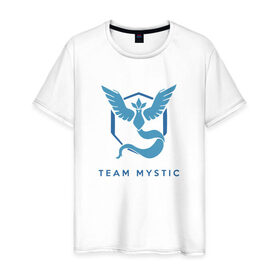 Мужская футболка хлопок с принтом Team mystic в Белгороде, 100% хлопок | прямой крой, круглый вырез горловины, длина до линии бедер, слегка спущенное плечо. | 