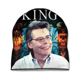 Шапка 3D с принтом Стивен Кинг - Король ужасов в Белгороде, 100% полиэстер | универсальный размер, печать по всей поверхности изделия | король ужасов | писатель | триллер | ужасы