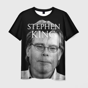 Мужская футболка 3D с принтом Стивен Кинг - Король ужасов в Белгороде, 100% полиэфир | прямой крой, круглый вырез горловины, длина до линии бедер | Тематика изображения на принте: король ужасов | писатель | триллер | ужасы