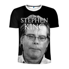 Мужская футболка 3D спортивная с принтом Стивен Кинг - Король ужасов в Белгороде, 100% полиэстер с улучшенными характеристиками | приталенный силуэт, круглая горловина, широкие плечи, сужается к линии бедра | Тематика изображения на принте: король ужасов | писатель | триллер | ужасы