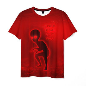Мужская футболка 3D с принтом They belive in you в Белгороде, 100% полиэфир | прямой крой, круглый вырез горловины, длина до линии бедер | инопланетяне | инопланетянин | красный | марс | марсианин | нло