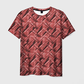 Мужская футболка 3D с принтом Текстура, тиснение в Белгороде, 100% полиэфир | прямой крой, круглый вырез горловины, длина до линии бедер | краска | красный | металл | стиль | текстура | фото