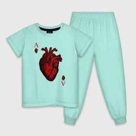 Детская пижама хлопок с принтом Червовый Туз в Белгороде, 100% хлопок |  брюки и футболка прямого кроя, без карманов, на брюках мягкая резинка на поясе и по низу штанин
 | Тематика изображения на принте: карта | козырный | козырь | очко | сердце | туз | червовый туз