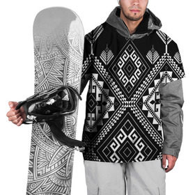 Накидка на куртку 3D с принтом Индейские мотивы в Белгороде, 100% полиэстер |  | вышивка | орнамент | свитер | черно белый