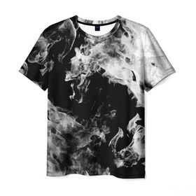Мужская футболка 3D с принтом Дым в Белгороде, 100% полиэфир | прямой крой, круглый вырез горловины, длина до линии бедер | огонь | черно белый