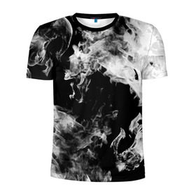 Мужская футболка 3D спортивная с принтом Дым в Белгороде, 100% полиэстер с улучшенными характеристиками | приталенный силуэт, круглая горловина, широкие плечи, сужается к линии бедра | огонь | черно белый