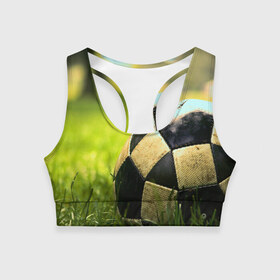 Женский спортивный топ 3D с принтом Футбол в Белгороде, 82% полиэстер, 18% спандекс Ткань безопасна для здоровья, позволяет коже дышать, не мнется и не растягивается |  | стадион | футбольное поле | футбольный мяч