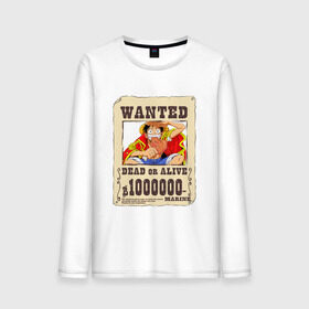 Мужской лонгслив хлопок с принтом Wanted Luffy в Белгороде, 100% хлопок |  | Тематика изображения на принте: ван пис | луффи | разыскивается