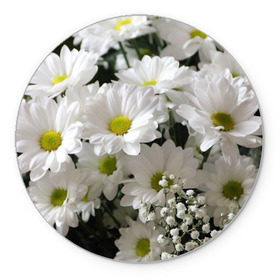 Коврик круглый с принтом Белоснежное цветение в Белгороде, резина и полиэстер | круглая форма, изображение наносится на всю лицевую часть | ландыши | лепестки | прикольные картинки | ромашки | цветочки | цветы