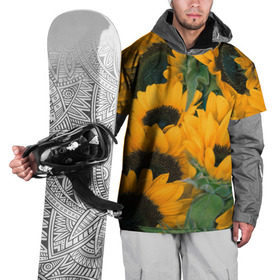 Накидка на куртку 3D с принтом Подсолнухи в Белгороде, 100% полиэстер |  | желтый | зеленый | лето | подсолнухи | цветы | черный