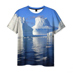 Мужская футболка 3D с принтом Айсберг в Белгороде, 100% полиэфир | прямой крой, круглый вырез горловины, длина до линии бедер | Тематика изображения на принте: айсберг | антаркида | арктика | вода | лёд | океан | отражение | север | солнце | холод