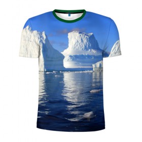 Мужская футболка 3D спортивная с принтом Айсберг в Белгороде, 100% полиэстер с улучшенными характеристиками | приталенный силуэт, круглая горловина, широкие плечи, сужается к линии бедра | айсберг | антаркида | арктика | вода | лёд | океан | отражение | север | солнце | холод