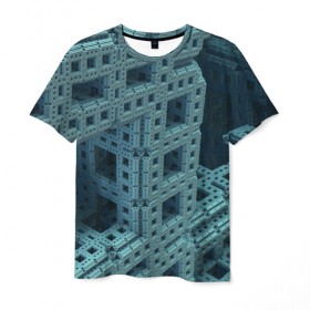 Мужская футболка 3D с принтом Фрактал в Белгороде, 100% полиэфир | прямой крой, круглый вырез горловины, длина до линии бедер | 