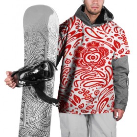Накидка на куртку 3D с принтом Хохлома в Белгороде, 100% полиэстер |  | белый | красный | орнамент | растительный