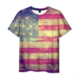 Мужская футболка 3D с принтом Америка в Белгороде, 100% полиэфир | прямой крой, круглый вырез горловины, длина до линии бедер | Тематика изображения на принте: grunge | америка | сша | флаг