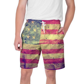 Мужские шорты 3D с принтом Америка в Белгороде,  полиэстер 100% | прямой крой, два кармана без застежек по бокам. Мягкая трикотажная резинка на поясе, внутри которой широкие завязки. Длина чуть выше колен | grunge | америка | сша | флаг