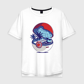 Мужская футболка хлопок Oversize с принтом Покеболл 1 в Белгороде, 100% хлопок | свободный крой, круглый ворот, “спинка” длиннее передней части | pokemon | pokemon go | покемон | покемон го