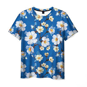 Мужская футболка 3D с принтом Цветы ретро 5 в Белгороде, 100% полиэфир | прямой крой, круглый вырез горловины, длина до линии бедер |   | винтаж | прованс | роза | роспись | узор | цветок | цветы