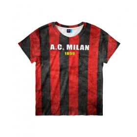 Детская футболка 3D с принтом A.C. Milan в Белгороде, 100% гипоаллергенный полиэфир | прямой крой, круглый вырез горловины, длина до линии бедер, чуть спущенное плечо, ткань немного тянется | болельщик | италия | клуб | милан | фанат | футбол | футболист