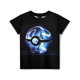 Детская футболка 3D с принтом Покеболл в Белгороде, 100% гипоаллергенный полиэфир | прямой крой, круглый вырез горловины, длина до линии бедер, чуть спущенное плечо, ткань немного тянется | Тематика изображения на принте: pokemon go