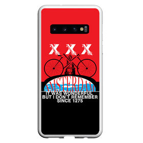 Чехол для Samsung Galaxy S10 с принтом Amsterdam t-shirt в Белгороде, Силикон | Область печати: задняя сторона чехла, без боковых панелей | Тематика изображения на принте: american football | baseball | fashion | football | sport | sport league | style | team | west | американский футбол | амстер | амстердам | амстэрдам | бейсбол | голландия | запад | команды | мода | надписи | спорт | спортивные лиги | стиль