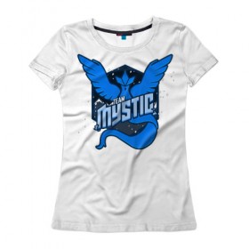 Женская футболка 3D с принтом Team Mystic в Белгороде, 100% полиэфир ( синтетическое хлопкоподобное полотно) | прямой крой, круглый вырез горловины, длина до линии бедер | 